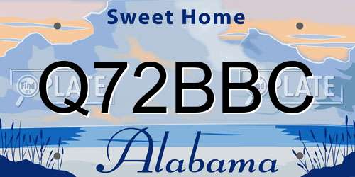 Q72BBC Alabama License Plate