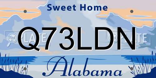 Q73LDN Alabama License Plate
