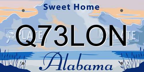 Q73LON Alabama License Plate
