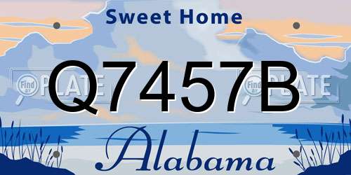 Q7457B Alabama License Plate