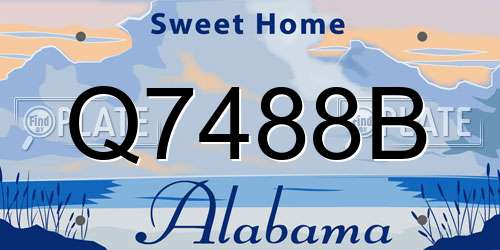 Q7488B Alabama License Plate