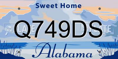 Q749DS Alabama License Plate