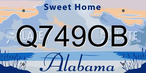Q749OB Alabama License Plate