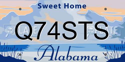 Q74STS Alabama License Plate
