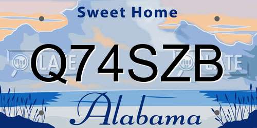 Q74SZB Alabama License Plate