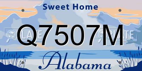 Q7507M Alabama License Plate