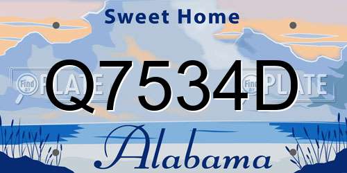 Q7534D Alabama License Plate