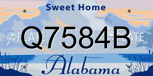 Q7584B Alabama License Plate