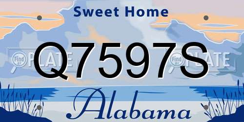 Q7597S Alabama License Plate