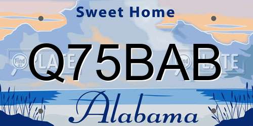 Q75BAB Alabama License Plate