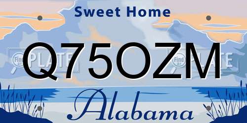 Q75OZM Alabama License Plate