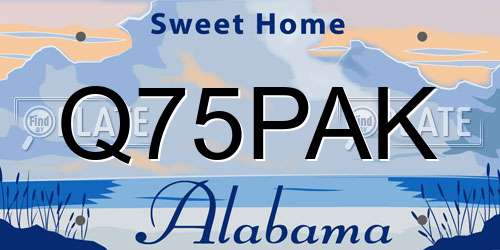 Q75PAK Alabama License Plate