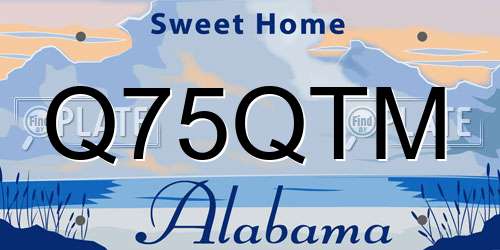 Q75QTM Alabama License Plate