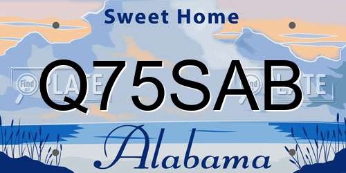 Q75SAB Alabama License Plate