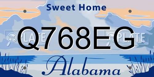 Q768EG Alabama License Plate
