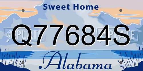 Q77684S Alabama License Plate