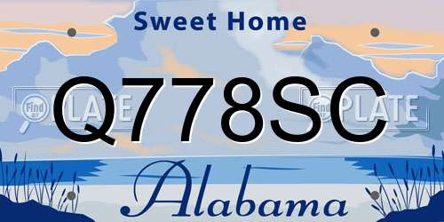 Q778SC Alabama License Plate