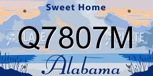 Q7807M Alabama License Plate
