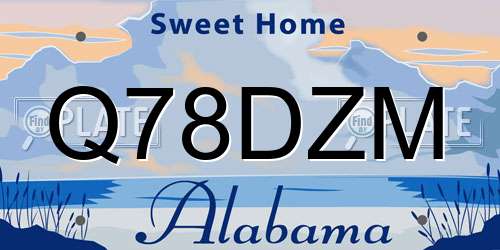 Q78DZM Alabama License Plate