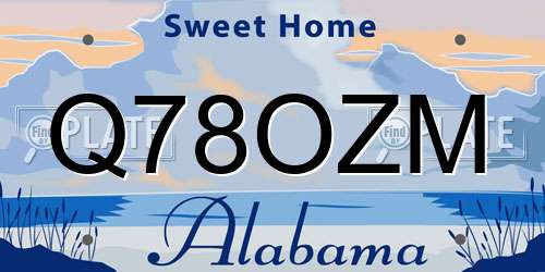 Q78OZM Alabama License Plate
