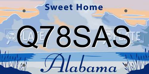 Q78SAS Alabama License Plate