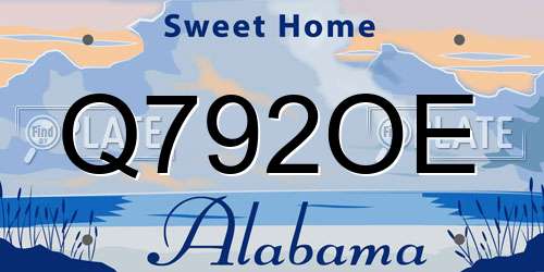 Q792OE Alabama License Plate
