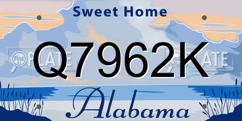 Q7962K Alabama License Plate