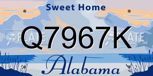 Q7967K Alabama License Plate