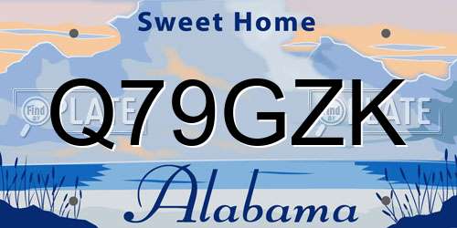 Q79GZK Alabama License Plate