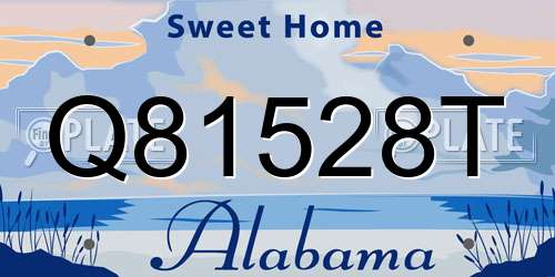 Q81528T Alabama License Plate