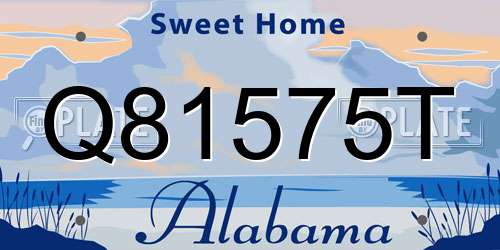 Q81575T Alabama License Plate