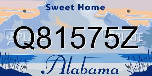 Q81575Z Alabama License Plate