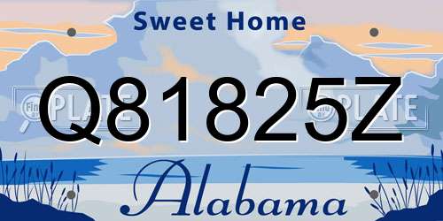 Q81825Z Alabama License Plate