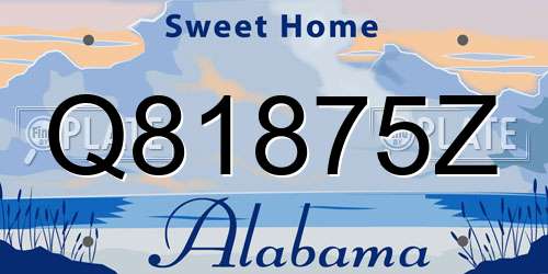 Q81875Z Alabama License Plate