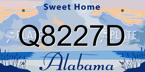 Q8227D Alabama License Plate