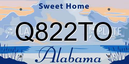 Q822TO Alabama License Plate