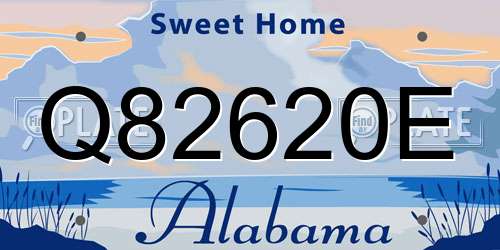Q82620E Alabama License Plate