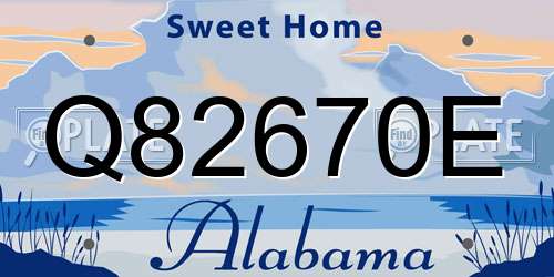 Q82670E Alabama License Plate