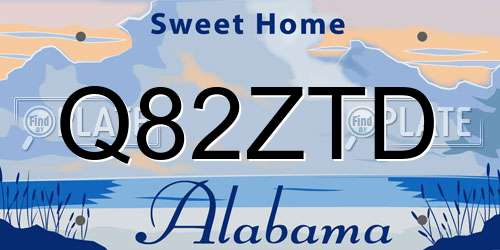Q82ZTD Alabama License Plate
