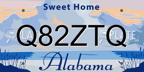 Q82ZTQ Alabama License Plate