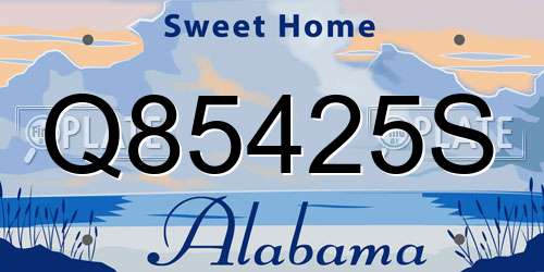 Q85425S Alabama License Plate