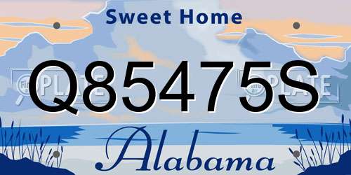 Q85475S Alabama License Plate