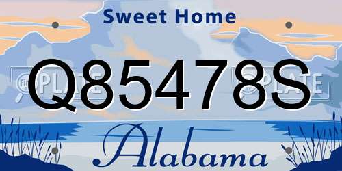 Q85478S Alabama License Plate