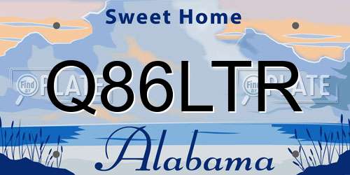 Q86LTR Alabama License Plate