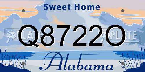 Q8722O Alabama License Plate