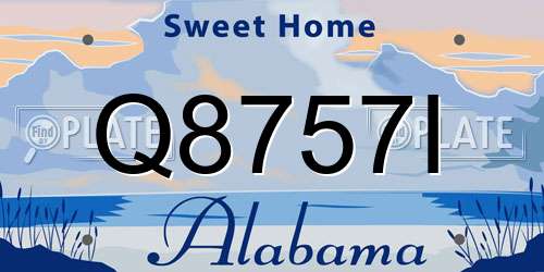 Q8757I Alabama License Plate