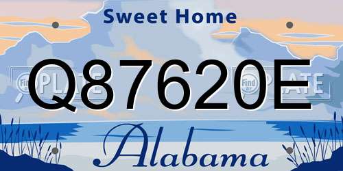 Q87620E Alabama License Plate