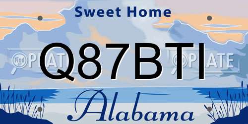 Q87BTI Alabama License Plate