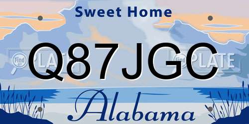 Q87JGC Alabama License Plate