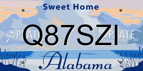 Q87SZI Alabama License Plate